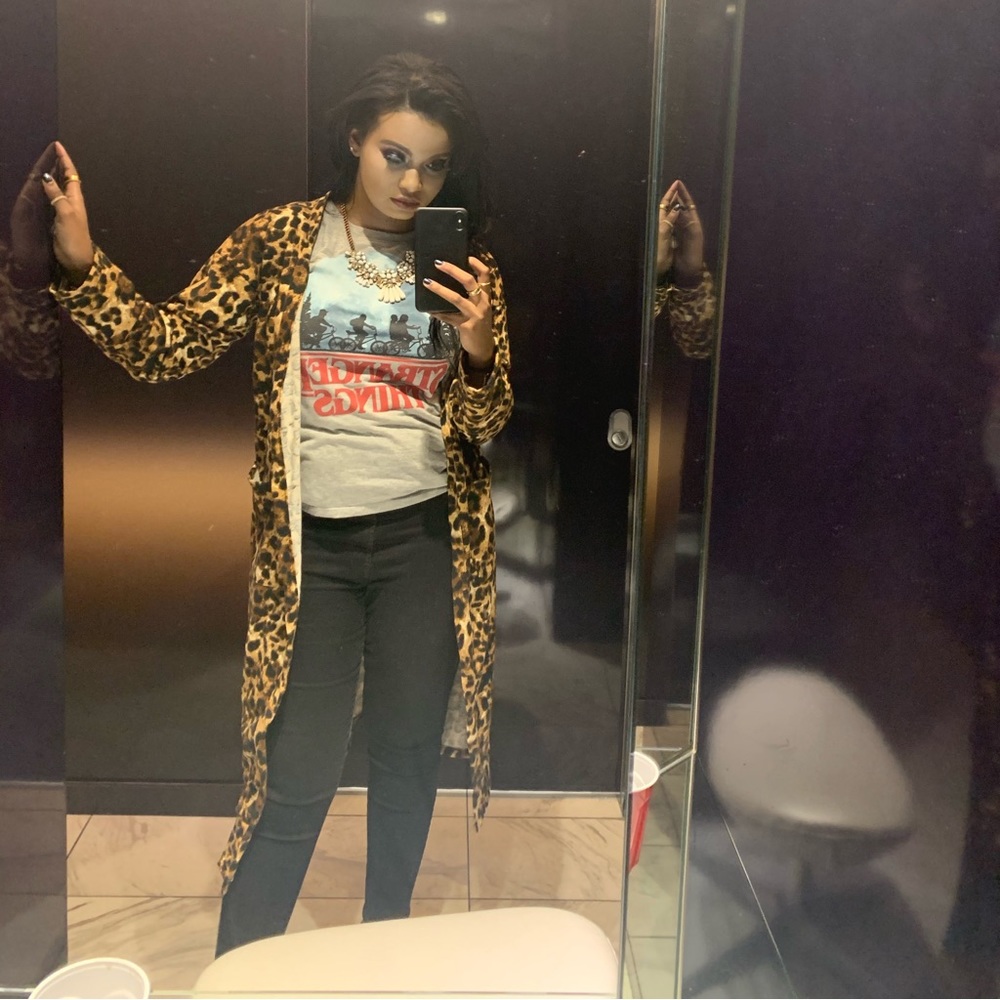 SHEIN long cardigan leopard print